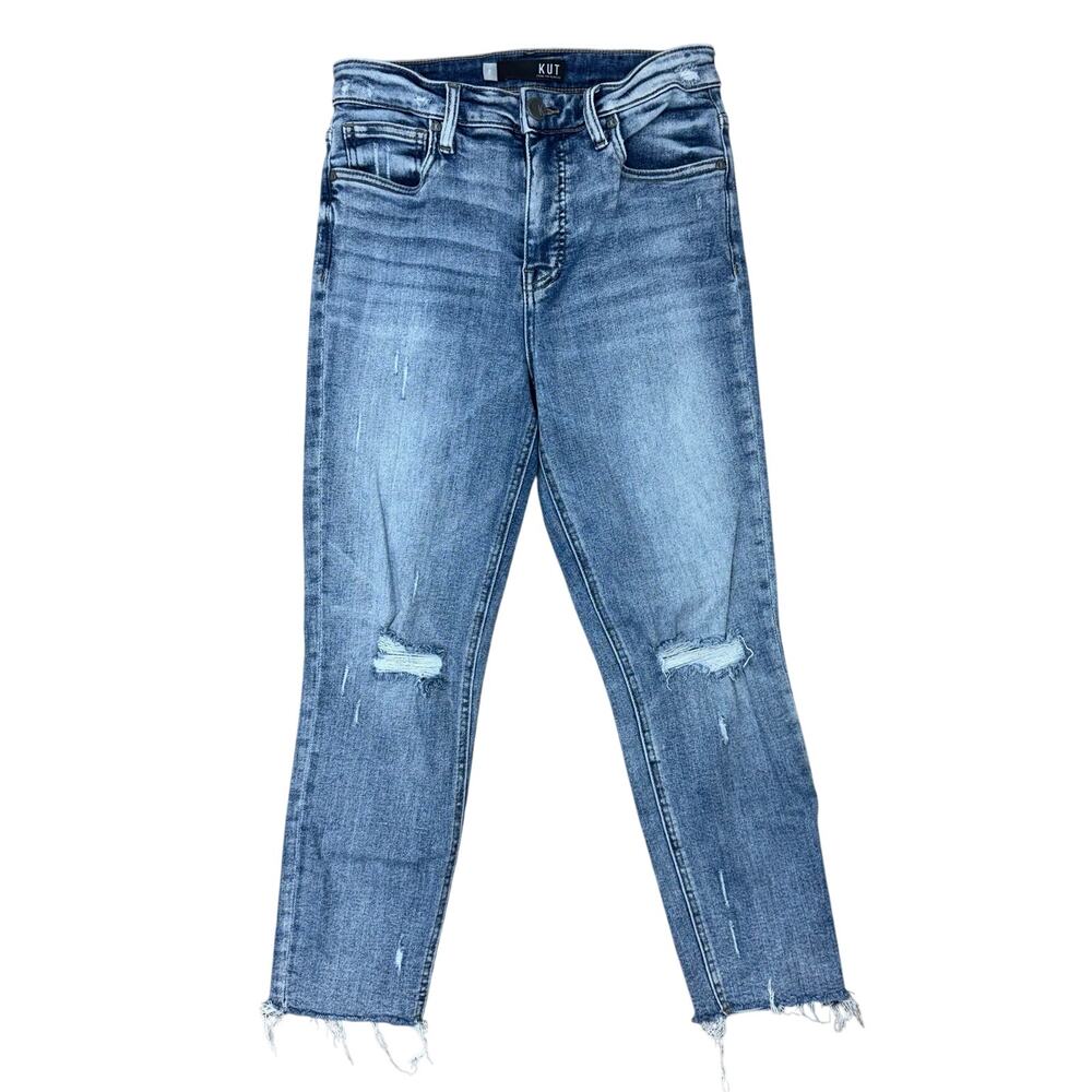 KUT From The Kloth Rachel High Rise Mom Jeans Cropped Distressed 27x24